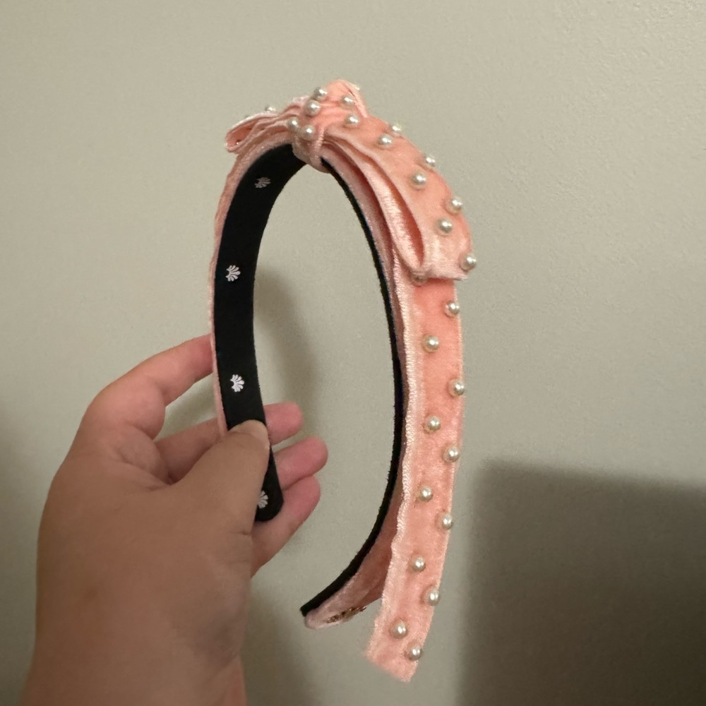 Lele Sadoughi Velvet Pink Pearl Bardot